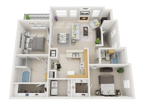 Windsor Highwoods Preserve in Tampa - a floor plan of a 2 bedroom apartment at Windsor Highwoods Preserve, Tampa Florida