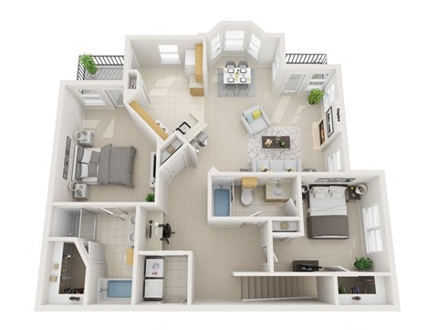 Windsor Highwoods Preserve in Tampa - a floor plan of a 2 bedroom apartment at Windsor Highwoods Preserve, Tampa 