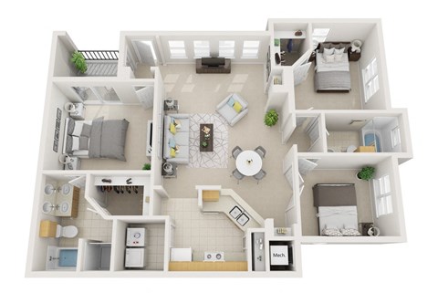 Windsor Highwoods Preserve in Tampa - a floor plan of a 2 bedroom apartment with a den at Windsor Highwoods Preserve, Florida, 33647