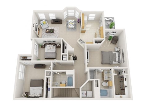 Windsor Highwoods Preserve in Tampa - a floor plan of a 3 bedroom apartment at Windsor Highwoods Preserve, Tampa, FL 33647 