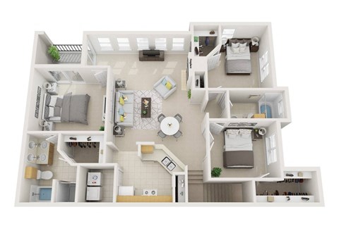 Windsor Highwoods Preserve in Tampa - a floor plan of a 3 bedroom apartment at Windsor Highwoods Preserve, Tampa, 33647