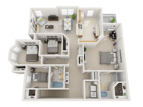 Windsor Highwoods Preserve in Tampa - a floor plan of a 4 bedroom apartment at Windsor Highwoods Preserve, Tampa Florida