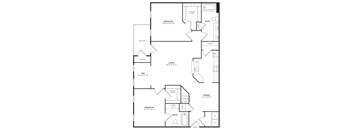 A black and white image of a floor plan for a house.