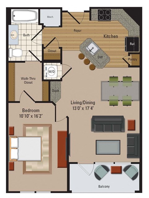 Windsor Leesburg Apartments for Rent- Floorplan - 1 Bedroom - A11