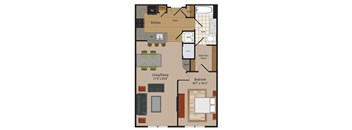 Windsor Leesburg Apartments for Rent- Floorplan - 1 Bedroom - A14