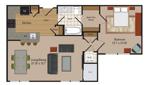 Windsor Leesburg Apartments for Rent- Floorplan - 1 Bedroom - A15