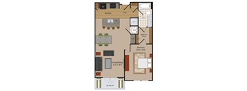 Windsor Leesburg Apartments for Rent- Floorplan - 1 Bedroom - A17