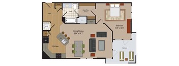 Windsor Leesburg Apartments for Rent- Floorplan - 1 Bedroom - A21