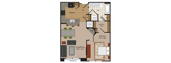 Windsor Leesburg Apartments for Rent- Floorplan - 1 Bedroom - A2