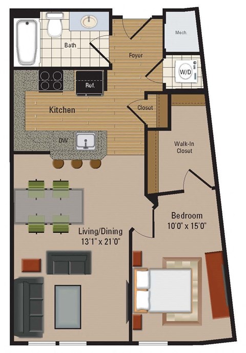 Windsor Leesburg Apartments for Rent- Floorplan - 1 Bedroom - A6
