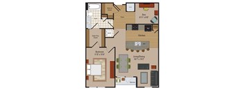 Windsor Leesburg Apartments for Rent- Floorplan - 1 Bedroom - AD1