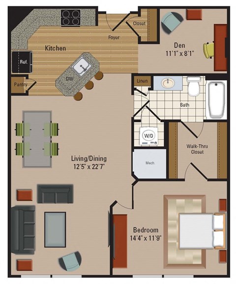 Windsor Leesburg Apartments for Rent- Floorplan - 1 Bedroom - AD4