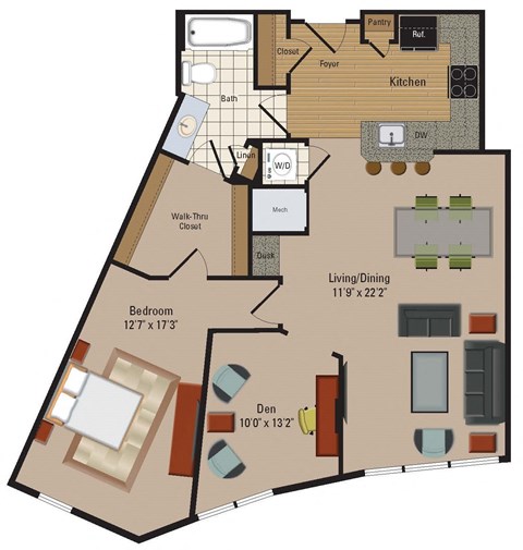 Windsor Leesburg Apartments for Rent- Floorplan - 1 Bedroom - AD5