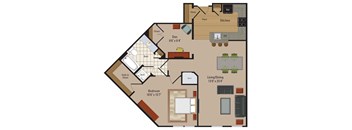Windsor Leesburg Apartments for Rent- Floorplan - 1 Bedroom - AD6
