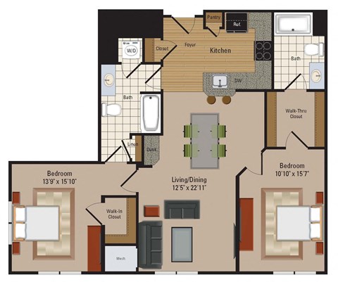 Windsor Leesburg Apartments for Rent- Floorplan - 2 Bedroom - B10