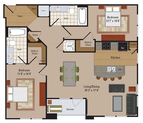 Windsor Leesburg Apartments for Rent- Floorplan - 2 Bedroom - B11