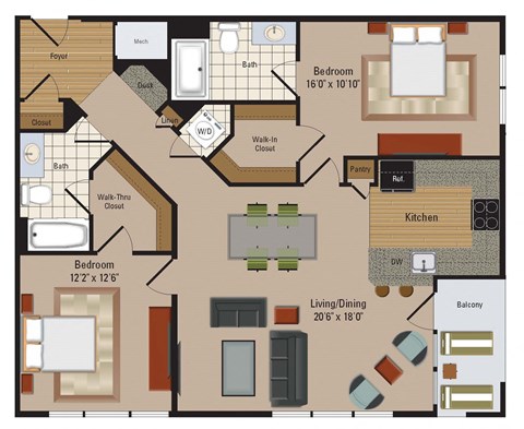 Windsor Leesburg Apartments for RentFloorplan - 2 Bedroom - b21