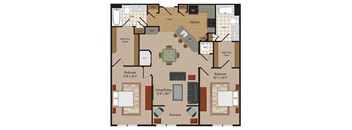 Windsor Leesburg Apartments for Rent- Floorplan - 2 Bedroom - B23