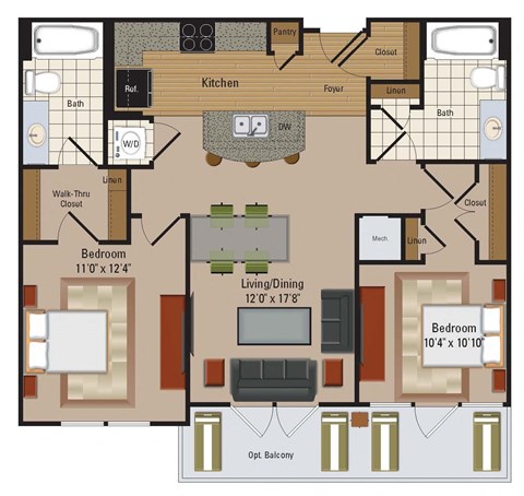 Windsor Leesburg Apartments for Rent- Floorplan - 2 Bedroom - B2
