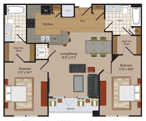 Windsor Leesburg Apartments for Rent- Floorplan - 2 Bedroom - B6