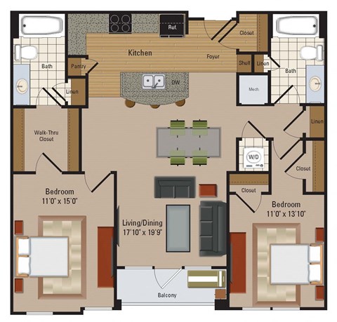 Windsor Leesburg Apartments for Rent- Floorplan - 2 Bedroom - B9