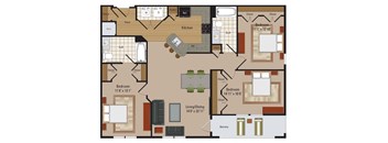 Windsor Leesburg Apartments for Rent- Floorplan - 3 Bedroom - C3