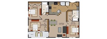Windsor Leesburg Apartments for Rent- Floorplan - 3 Bedroom - C4