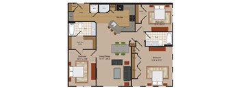 Windsor Leesburg Apartments for Rent- Floorplan - 3 Bedroom - C6