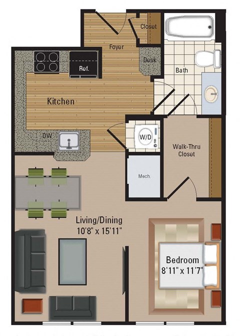 Windsor Leesburg Apartments for Rent- Floorplan - Studio S1