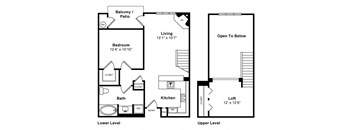 One Bedroom Loft Floorplan at Windsor Lofts at Universal City