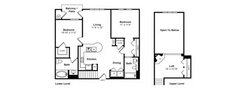 Two Bedroom Loft Floorplan at Windsor Lofts at Universal City