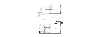 A floor plan of a home with a living room, dining room, bedroom, and bathroom.
