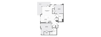 A black and white image of a floor plan for a balcony apartment.