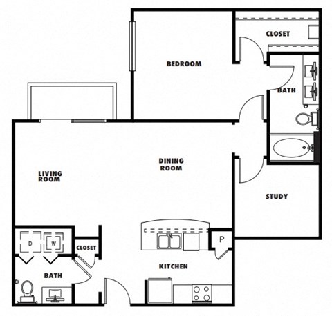 A6 floor plan at Windsor Metro West, Texas, 75024