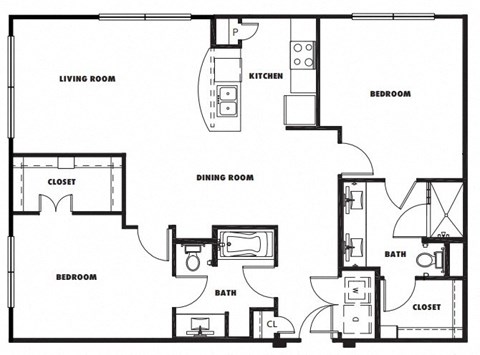 B2 floor plan at Windsor Metro West, Texas, 75024