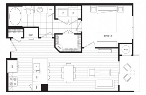 A1 floor plan at Windsor Oak Hill, Austin, Texas