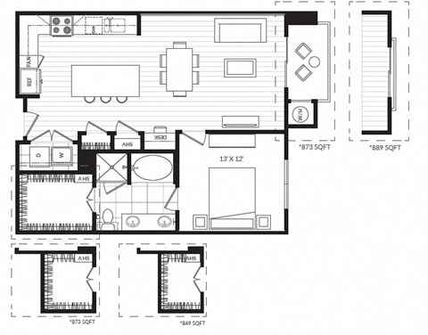 A5 floor plan at Windsor Oak Hill, Austin, Texas