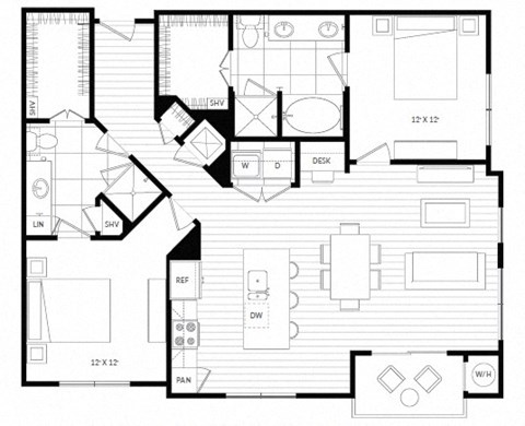 B4 floor plan at Windsor Oak Hill, Austin, Texas