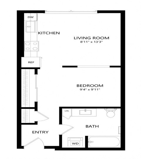 1 bed 1 bath Floor Plan - A10 at Windsor Queen Anne, Seattle Washington