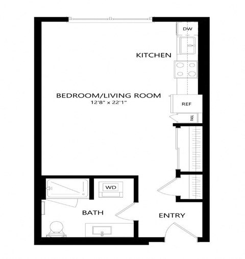 1 bed 1 bath Floor Plan - A1A at Windsor Queen Anne, Seattle 98119