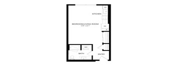 Studio 1 bath Floor Plan - A1B at Windsor Queen Anne, Washington