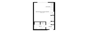 1 bed 1 bath Floor Plan - A1 at Windsor Queen Anne, Seattle Washington