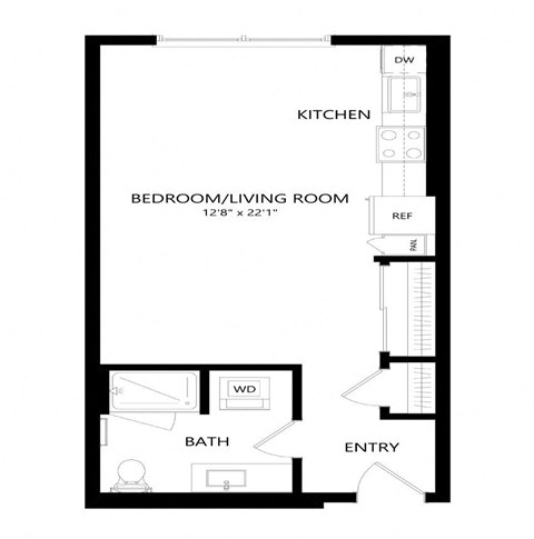 1 bed 1 bath Floor Plan - A1 at Windsor Queen Anne, Seattle Washington