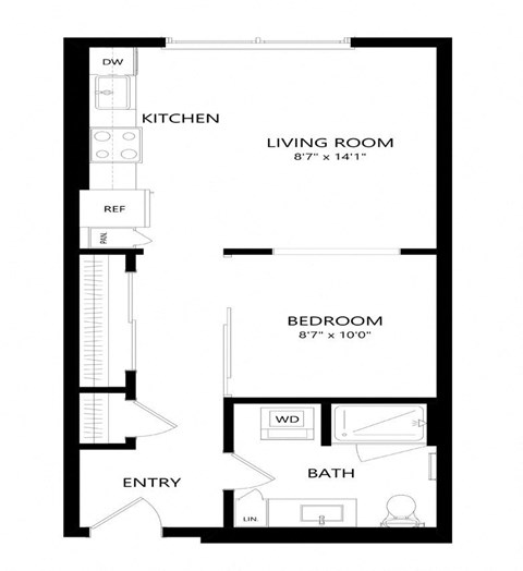 1 bed 1 bath Floor Plan - A2A at Windsor Queen Anne, Seattle 