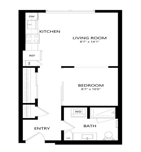 1 bed 1 bath Floor Plan - A2 at Windsor Queen Anne, Seattle WA