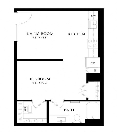 1 bed 1 bath Floor Plan - A3 at Windsor Queen Anne, Seattle 98119