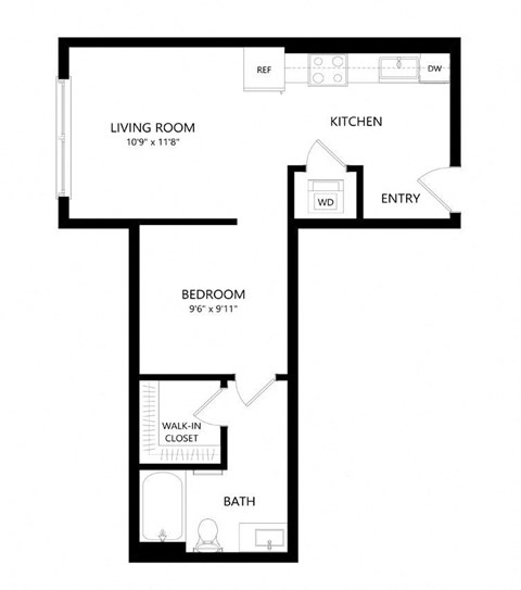 1 bed 1 bath Floor Plan - A4 at Windsor Queen Anne, Seattle WA