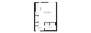 Studio 1 bath Floor Plan - A7 at Windsor Queen Anne, Seattle 98119