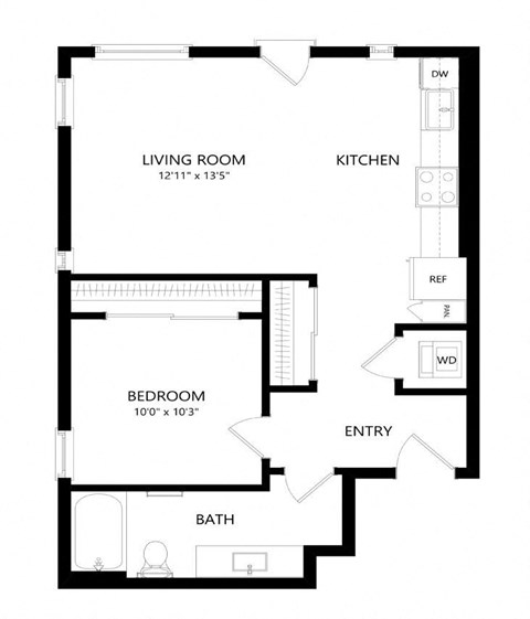 1 bed 1 bath Floor Plan - B10 at Windsor Queen Anne, Seattle 98119