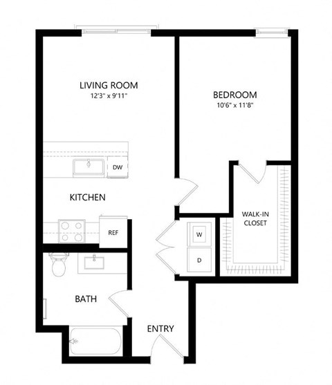 1 bed 1 bath Floor Plan - B11 at Windsor Queen Anne, Seattle 